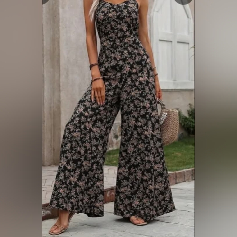 Floral Black Jumpsuit